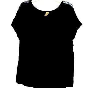 🌞 Faded Glory black lace shoulder & down short sleeve top women plus size 4X